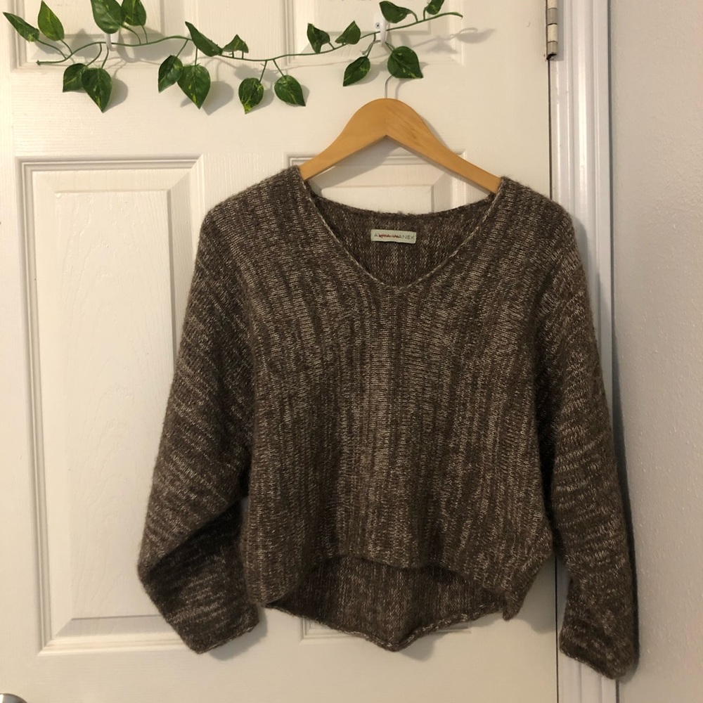 Aliya Wanek Cropped V Neck Sweater - Picture 1 of 4